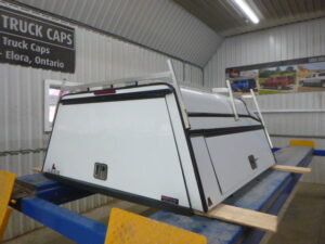 GMC Sierra or Chevrolet Silverado 5’8 White Highrise Leer Contractor Truck Cap